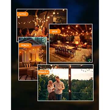 Svater Outdoor String Lights Waterproof 100 FT, LED Patio Lights Outside with 52 Shatterproof G40 Bulbs, Dimmable Hanging Globe Lighting for Bistro Backyard Cafe Market Porch, Warm White 2700K