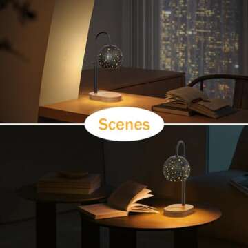 Yeuslor Black Candle Warmer Lamp with Timer&Dimmer，Star Lampshade with Adjustable Height＆Rotatable Pole，Wooden Base for Jar Candles，Wax Melting Electric Warmer Light，Modern Warmer Lantern （1pcs）