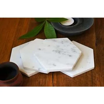 Stylish White Marble Coasters Set of 6 for Any Occasion