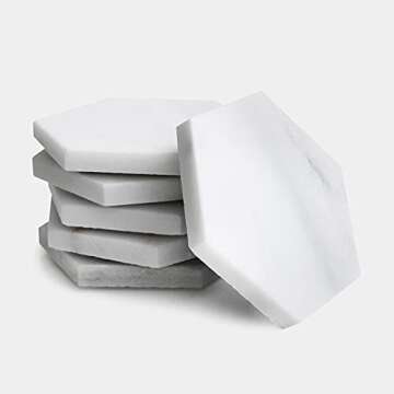 Stylish White Marble Coasters Set of 6 for Any Occasion