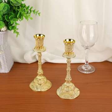 Elegant Brass Taper Candle Holders Set for Home Decor