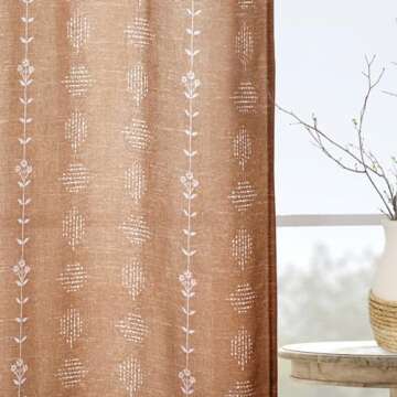 Pretty Curtains 63 Inch Length for Living Room,Sheer Boho Southwestern Hippie Window Treatments Curt...