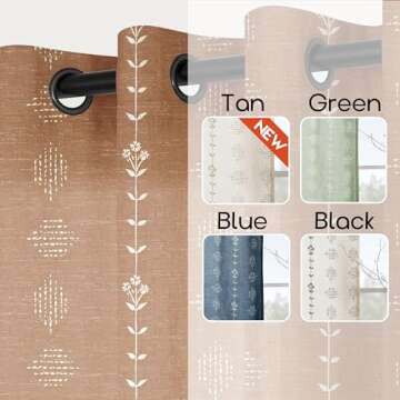 Pretty Curtains 63 Inch Length for Living Room,Sheer Boho Southwestern Hippie Window Treatments Curtains for Bedroom,2 Panels Set,Copper Orange