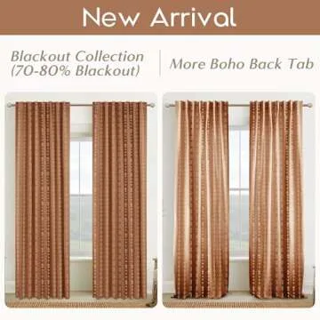 Pretty Curtains 63 Inch Length for Living Room,Sheer Boho Southwestern Hippie Window Treatments Curtains for Bedroom,2 Panels Set,Copper Orange