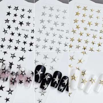 6 Sheets Star Nail Stickers for Stunning Nail Art
