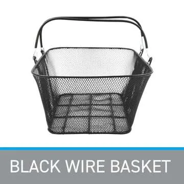 SSWBasics Black Metal Shopping Basket with Handles - 17”W x 12”D x 7”H - Durable and Sleek Grocery Basket for Grocery, Market, Retail, and Thrift Stores - Lightweight, Stackable Shopping Baskets for