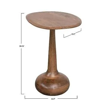 Bloomingville Brown Modern Sculptural Wood End Table, Stained Finish
