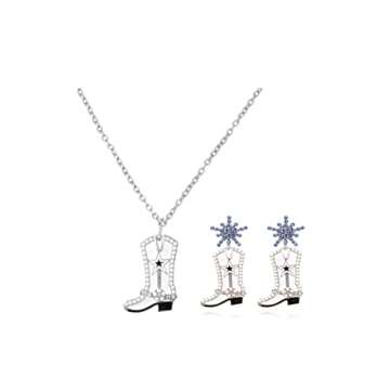 Handmade Western Cowgirl Beaded Cowboy Boot Drop Dangle Earrings Snowflower for Women Wedding Party ...