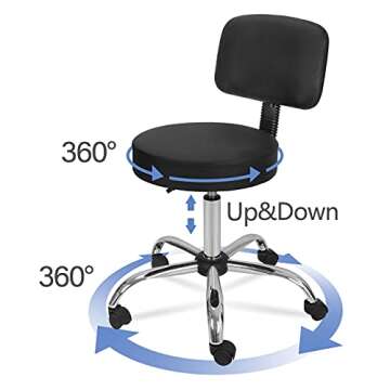 Nova Microdermabrasion Rolling Stool Chair Adjustable Salon Stool PU Leather Pedicure Tattoo Office Massage Spa Stools Chair