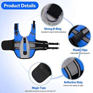 Dog Life Jacket Swimming Vest, Adjustable Dog Flotation Vest High Reflective Pet Life Preserver with...