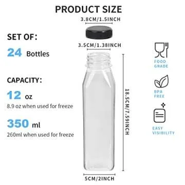 OAMCEG 36 PCS Juice Bottles with Caps, 8 oz Small Bottles for Liquids, Plastic Containers with Lids,...