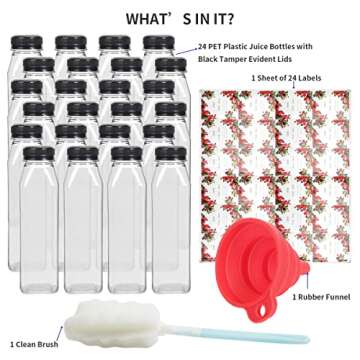 OAMCEG 36 PCS Juice Bottles with Caps, 8 oz Small Bottles for Liquids, Plastic Containers with Lids, Clear Juicing Bottles Reusable, Mini Fridge Bottles for Juicing, Smoothie, Drinking, Beverages