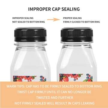 OAMCEG 36 PCS Juice Bottles with Caps, 8 oz Small Bottles for Liquids, Plastic Containers with Lids, Clear Juicing Bottles Reusable, Mini Fridge Bottles for Juicing, Smoothie, Drinking, Beverages