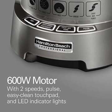 Hamilton Beach Professional Stack & Snap Food Processor for Slicing, Shredding and Kneading, Extra-Wide Feed Chute, 14 Cups Dicing, Stainless Steel