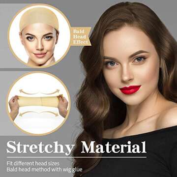 Dreamlover Beige Stocking Wig Caps for Women, 12 Pieces
