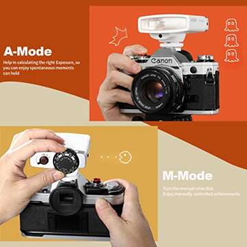 Godox Lux Junior Retro Camera Flash Speedlite 6000K±200K GN12 Auto & Manual Modes 1/1-1/64 Flash Compatible for Sony,Canon,Nikon,Fujifilm,Olympus(White)