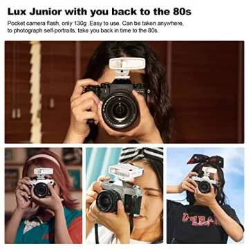 Godox Lux Junior Retro Camera Flash Speedlite 6000K±200K GN12 Auto & Manual Modes 1/1-1/64 Flash Compatible for Sony,Canon,Nikon,Fujifilm,Olympus(White)