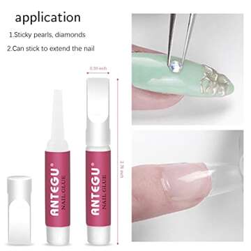 20 pcs Nail Glue for Acrylic Nails, Professional Long Lasting Professional Nail Tip Glue for Press o...