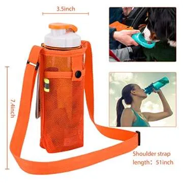 Tainehs Water Bottle Holder Water Bottle Carrier with Adjustable Shoulder Strap Beach bottle Bag Water Bottle Sling Dog Water Bottle Sleeve for Sports Gym Hiking Camping Walking Black/Pink
