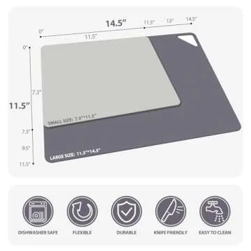 WK Flexible Plastic Cutting Boards for Kitchen 6 Pieces, Cutting Board Set of 6, Non Slip Cutting Mats with Hole, BPA Free, Dishwasher Safe, Multi Size