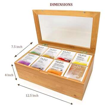 Eva's Gift Universe, Tea Bags Sampler Variety in Bamboo Tea Bag Organizer (80 Count) 9 Different Fla...