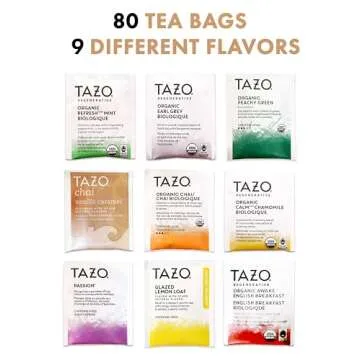 Eva's Gift Universe, Tea Bags Sampler Variety in Bamboo Tea Bag Organizer (80 Count) 9 Different Flavors Gifts for Parents Mom Dad Tea Lovers Couples