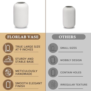Elegant FLORLAB White Ceramic Flower Vase for Home Decor