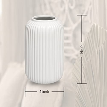 Elegant FLORLAB White Ceramic Flower Vase for Home Decor