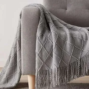 Elegant BOURINA Light Grey Throw Blanket 50x60 Soft Knit