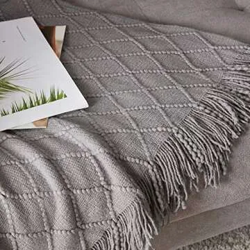 Elegant BOURINA Light Grey Throw Blanket 50x60 Soft Knit