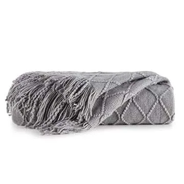 Elegant BOURINA Light Grey Throw Blanket 50x60 Soft Knit