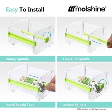 molshine Dual Tape Dispenser for Washi and Masking Tape