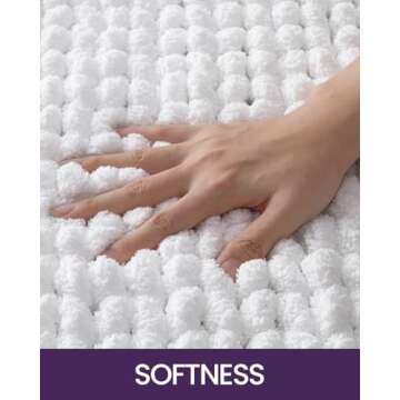 DEXI Bathroom Rugs, Chenille Super Absorbent Mats, Non Slip Washable Rug Carpet, Luxury Soft Thick Plush Bathmat for Tub, Shower Floor, Bath Accessories Decor, 24x36, White