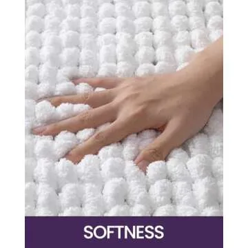 DEXI Bathroom Rugs, Chenille Super Absorbent Mats, Non Slip Washable Rug Carpet, Luxury Soft Thick Plush Bathmat for Tub, Shower Floor, Bath Accessories Decor, 24x36, White