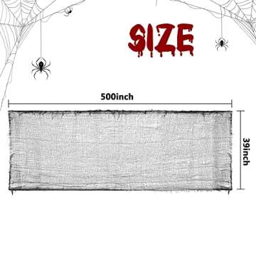 Watayo 500x39 Inch Large Size Creepy Black Scary Spooky Cloth for Halloween Parties and Haunted Hous...