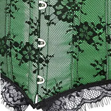 Zhitunemi Plus Size Corsets for Women Princess Renaissance Corset Strap Lace Ruched Sleeves Elegant Overbust Small Green