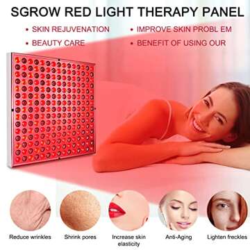 sgrow Red Light Therapy,45W LED Red Light Therapy Panel, 660nm and Near Infrared 850nm Red Light Therapy for Body,Skin Beauty, Pain Relief of Muscles and Joints