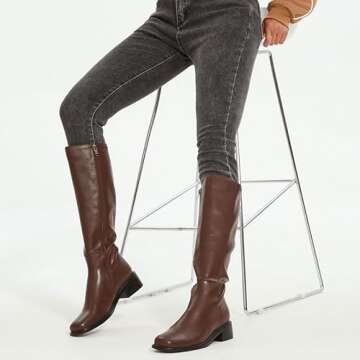 QIY Knee High Brown Boots for Women - Stylish Comfort