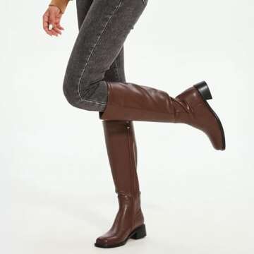 QIY Knee High Brown Boots for Women - Stylish Comfort
