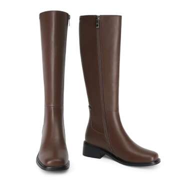QIY Knee High Brown Boots for Women - Stylish Comfort