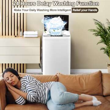 Kasunpul 2.3cu.ft Full Automatic Washer, Portable Washing Machine with 10 Wash Programs, Built-in Drain Pump and LED Display, Compact Laundry Washer Spinner for Apartment, RV, Dorm