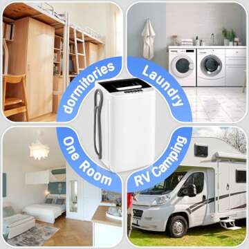Kasunpul 2.3cu.ft Full Automatic Washer, Portable Washing Machine with 10 Wash Programs, Built-in Drain Pump and LED Display, Compact Laundry Washer Spinner for Apartment, RV, Dorm