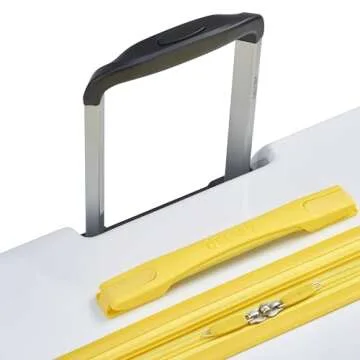 DELSEY Paris Christine Expandable Luggage, Stylish and Unique, Glossy Exterior with 360 Spinner Wheels, Lockable Telescoping Handle, Men and Women, White with Yellow Trim, Medium Check-In 24-Inch