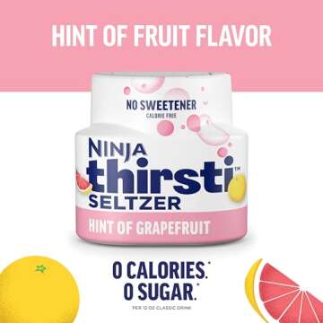 Ninja Thirsti Flavored Water Drops, SELTZER Grapefruit, Crisp and Refreshing Sparkling Water, Zero C...