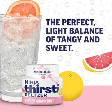 Ninja Thirsti Flavored Water Drops, SELTZER Grapefruit, Crisp and Refreshing Sparkling Water, Zero Calories, Zero Sugar, Zero Sweeteners, Makes 20, 12oz drinks, 3 Pack, WCFGPFTAM