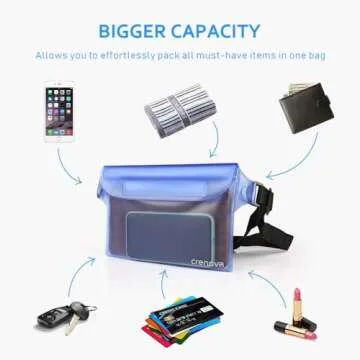 Crenova Waterproof Pouch 2 Pack Beach Accessories Waterproof Bag Fanny Pack 2 Waist Strap Adjustable...