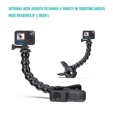 Wealpe Jaws Clamp Mount Flex Gooseneck Mount Compatible with GoPro Hero 10, 9, 8, 7, Max, Fusion, Hero (2018), 6, 5, 4, Session, 3+, 3, 2, 1, DJI Osmo, Xiaomi Yi Cameras