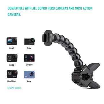 Wealpe Jaws Clamp Mount Flex Gooseneck Mount Compatible with GoPro Hero 10, 9, 8, 7, Max, Fusion, Hero (2018), 6, 5, 4, Session, 3+, 3, 2, 1, DJI Osmo, Xiaomi Yi Cameras