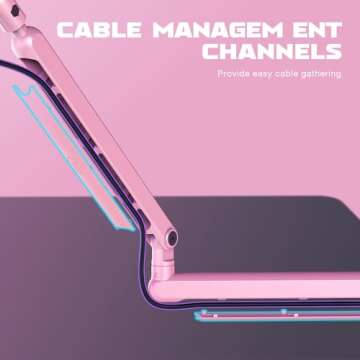 FIFINE Low Profile Boom Arm Mic Stand, Microphone Arm Stand with Cable Management Channel, Desk Clamp, Screw Adapter for Streaming Podcast Recording, Adjustable Metal Mic Boom Arm Stand Pink-BM88P