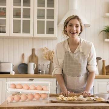 Dingerjar Egg Holder for Fridge, Auto Rolling Fridge Egg Organizer, Space Saving Eggs Dispenser for Refrigerator Storager